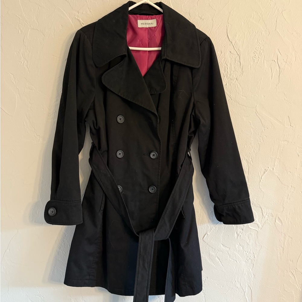 Merona Black Double-Breasted Women's Coat